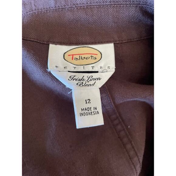 Talbots Women's Size 12 Blazer Irish Linen Chocolate Brown - Picture 4 of 5